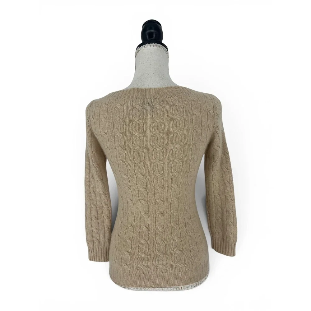 Ralph Lauren Black Label Cashmere Cable Knit Sweater Beige M